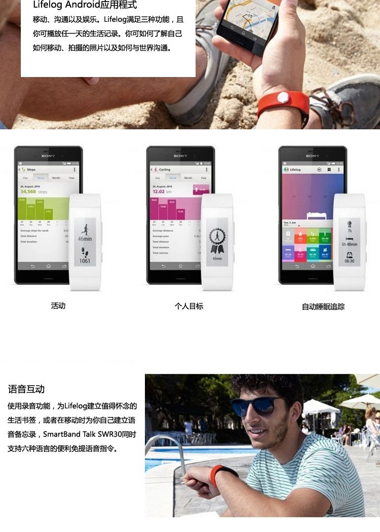 索尼 SmartBand Talk SWR30 智能手环